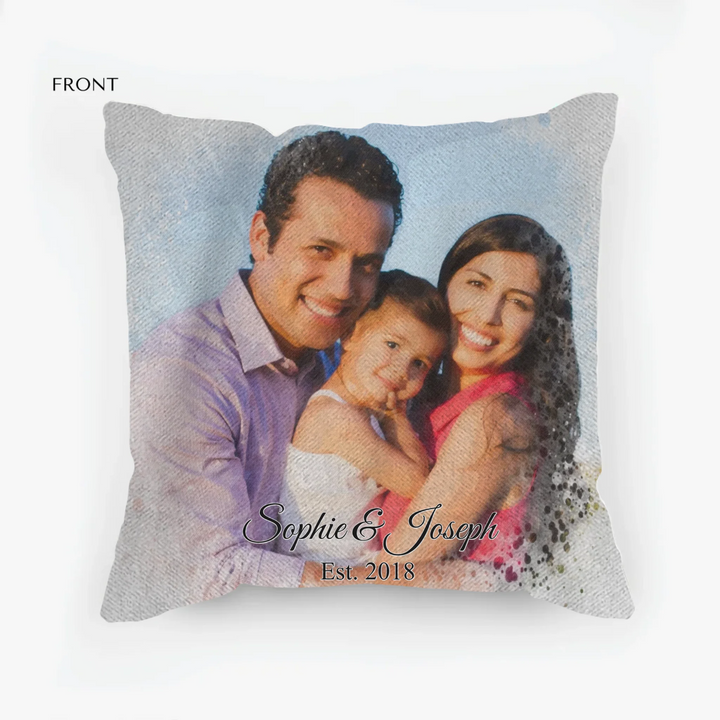 Custom Watercolor Border Photo Pillows - Throw, Suede, Lumbar, Woven & Outdoor Pillows