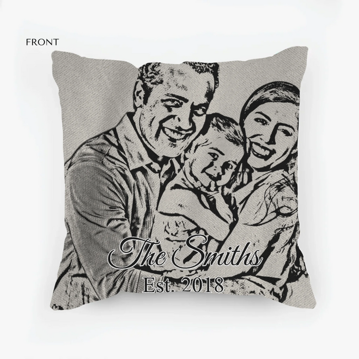 Custom Portrait Sketch Photo Pillows - Throw, Suede, Lumbar, Woven & Outdoor Pillows