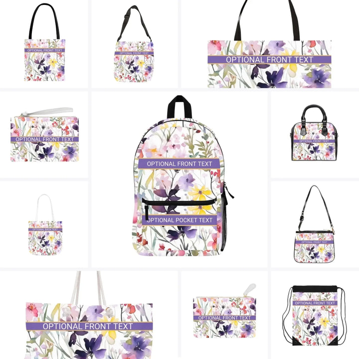 Custom Watercolor Loose Wildflowers Everyday Bags - Tote, Weekender, Shoulder, Clutch, Backpack & String Bags - ARTFULANE