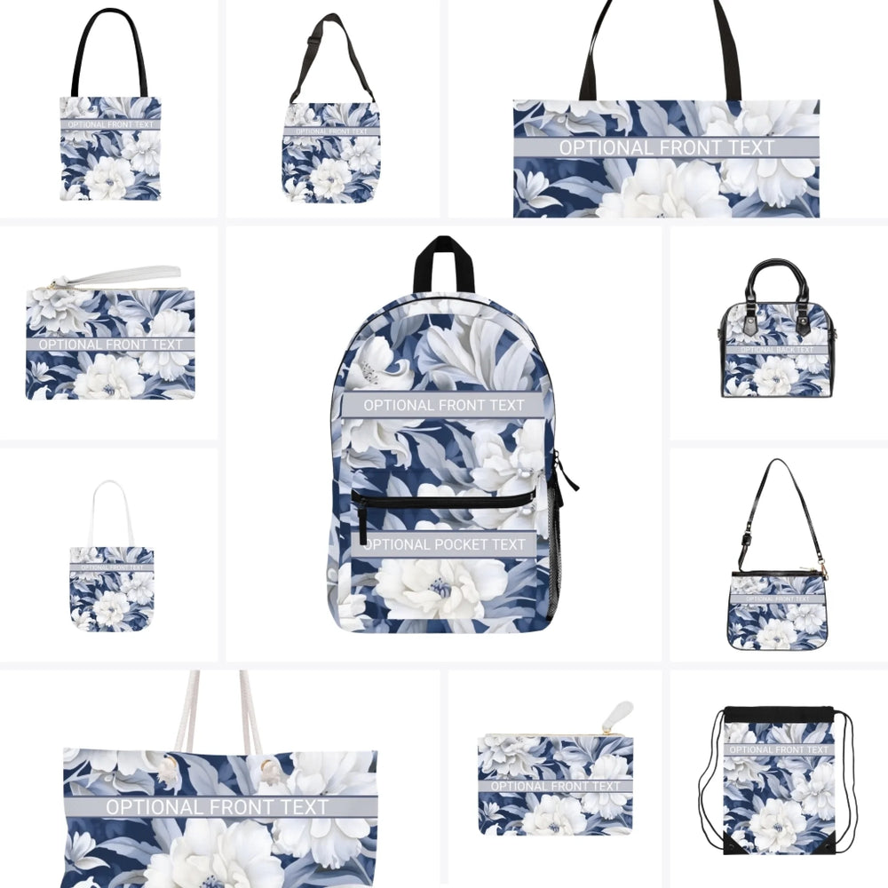 Custom Monochromatic Watercolor Floral Everyday Bags - Tote, Weekender, Shoulder, Clutch, Backpack & String Bags - ARTFULANE