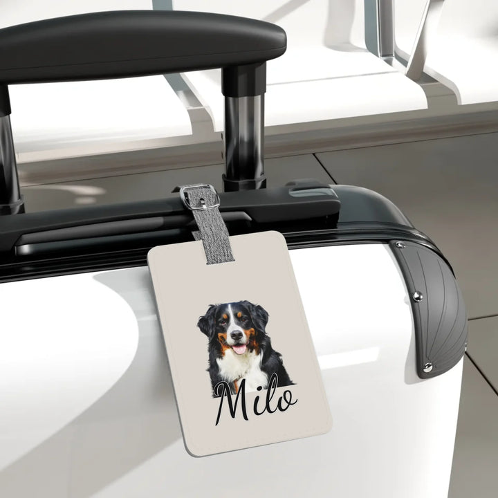 Saffiano Luggage Tag on luggage-Custom photo, text, fonts, and colors-ARTFULANE