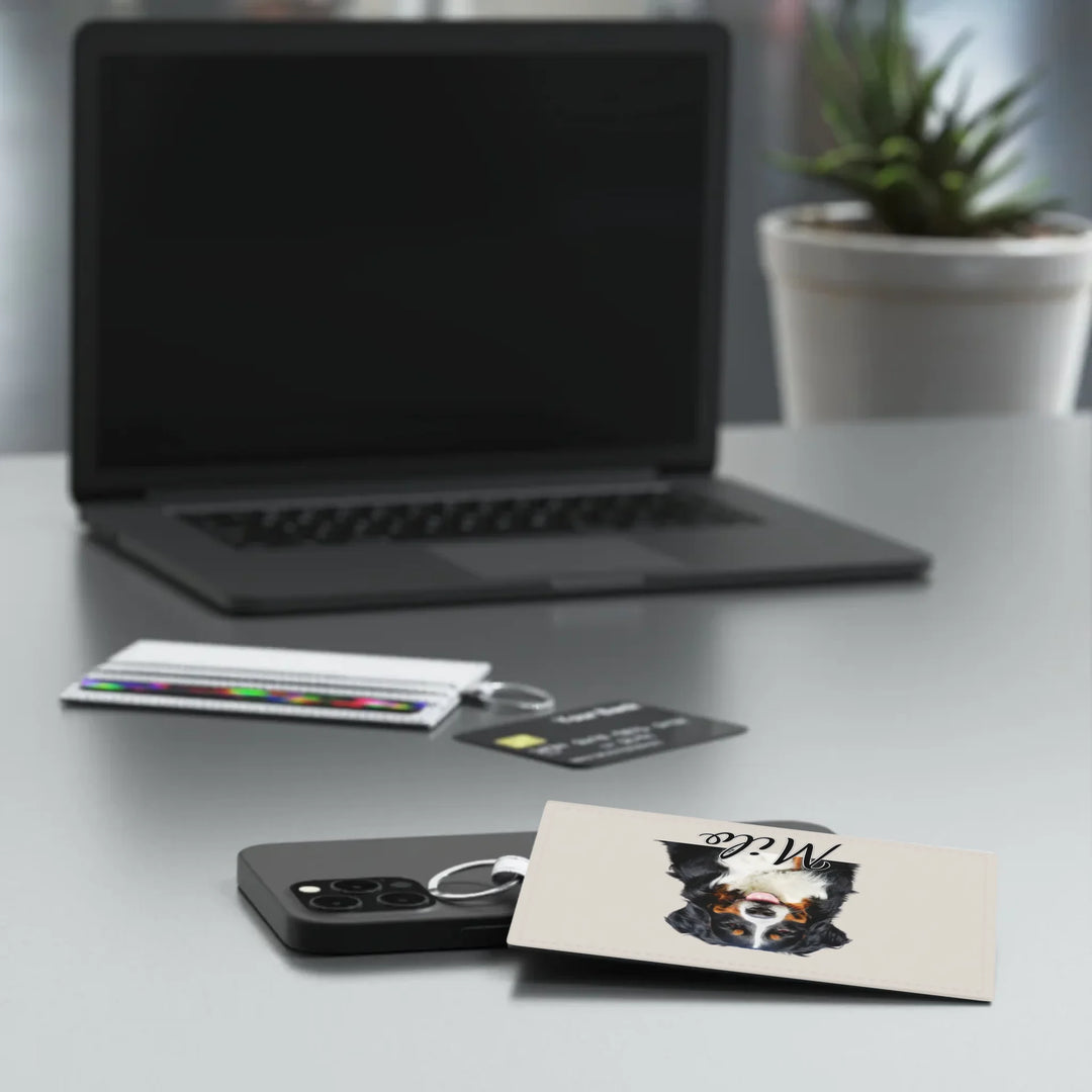 Saffiano Leather Card Holder in use-Custom photo, text, fonts, and colors-ARTFULANE