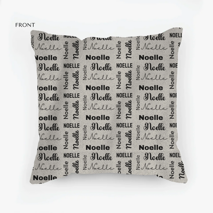 Custom Repeating Name Pillows - Throw, Suede, Lumbar, Woven & Outdoor Pillows