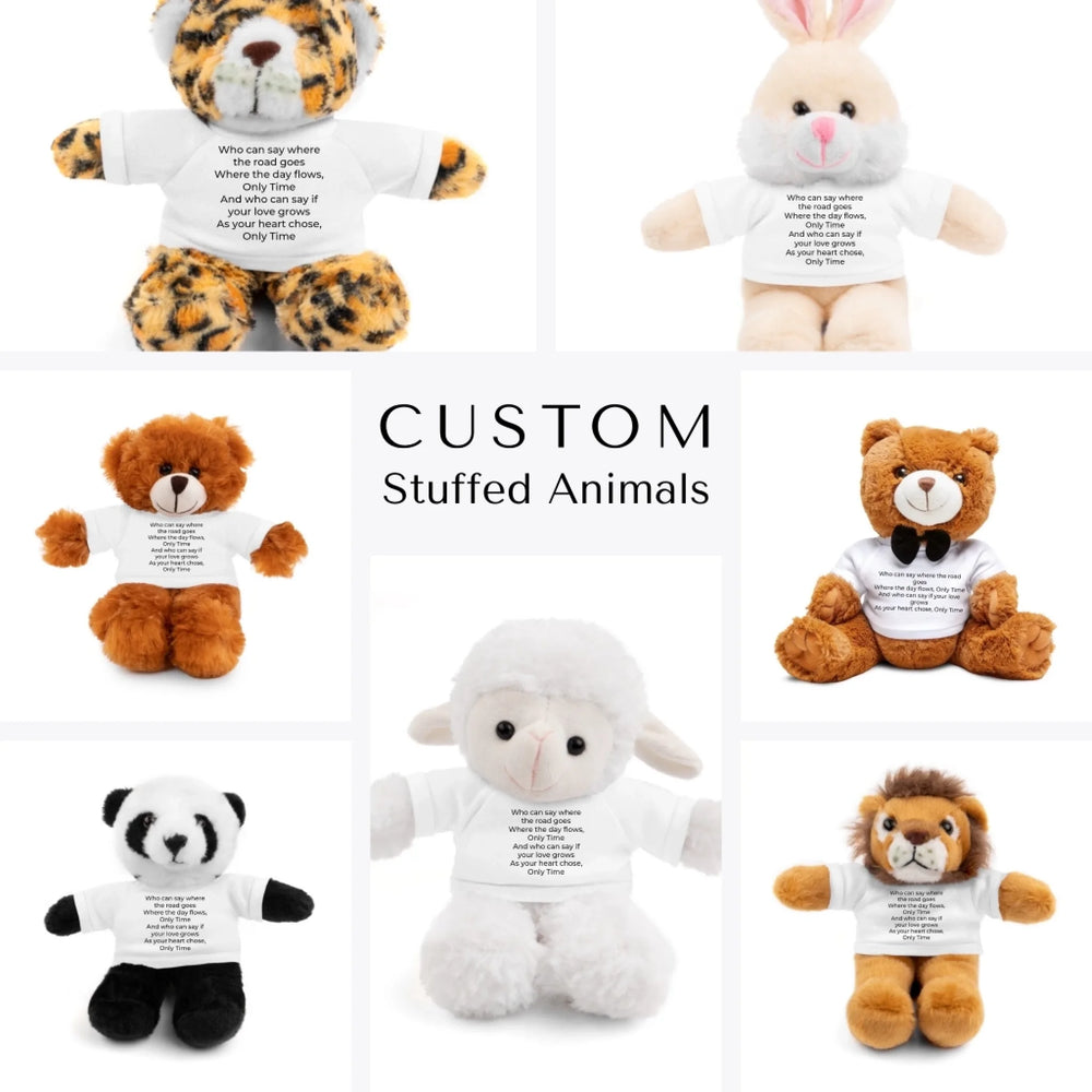 Custom Song Lyrics Stuffed Animals - Sheep, Jaguar, Panda, Lion, Bunny, Bear - ARTFULANE