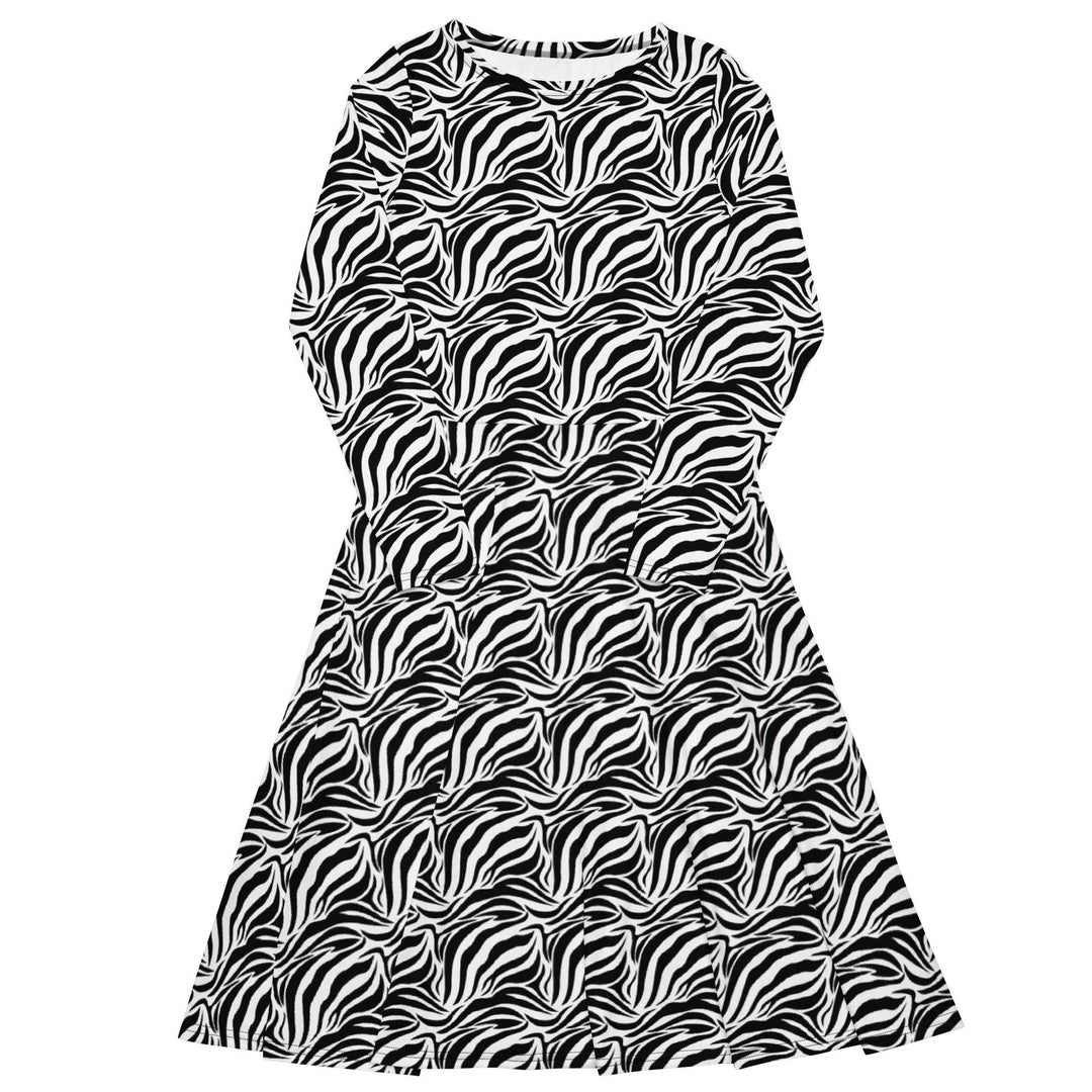 Black Zebra Midi Dress - ARTFULANE