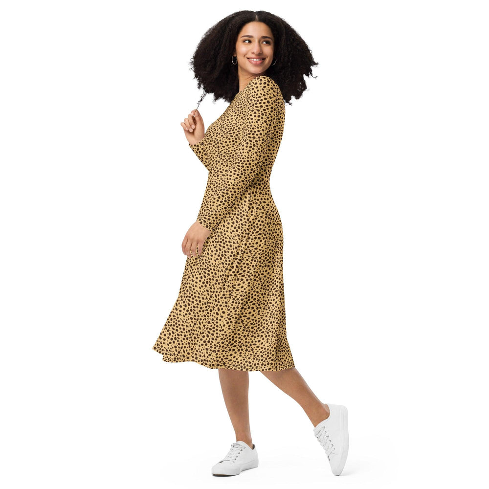Brown Cheetah Midi Dress - ARTFULANE