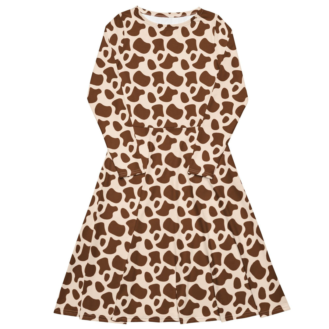 Brown Cow Print Midi Dress - ARTFULANE