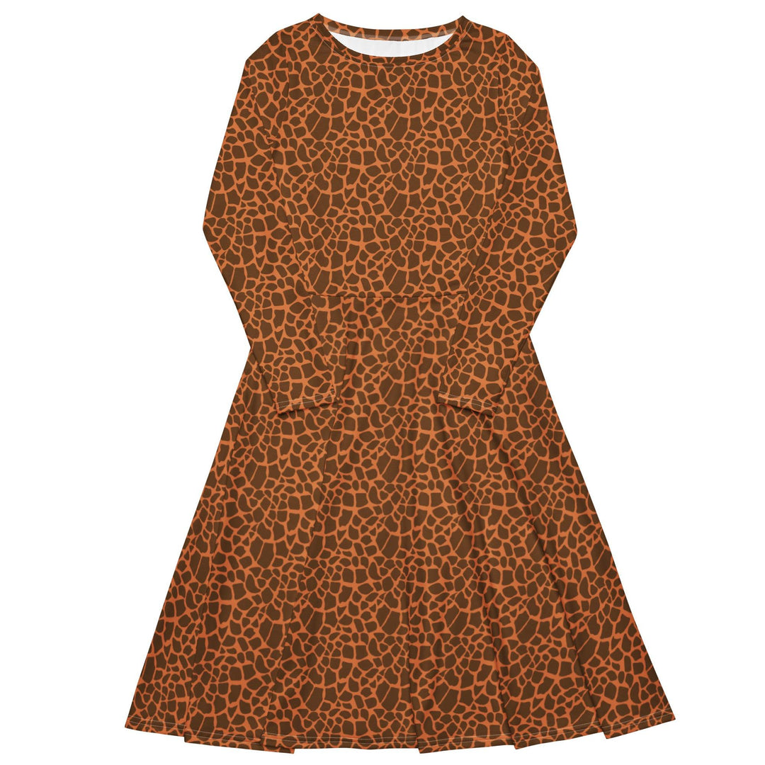 Brown Giraffe Midi Dress - ARTFULANE