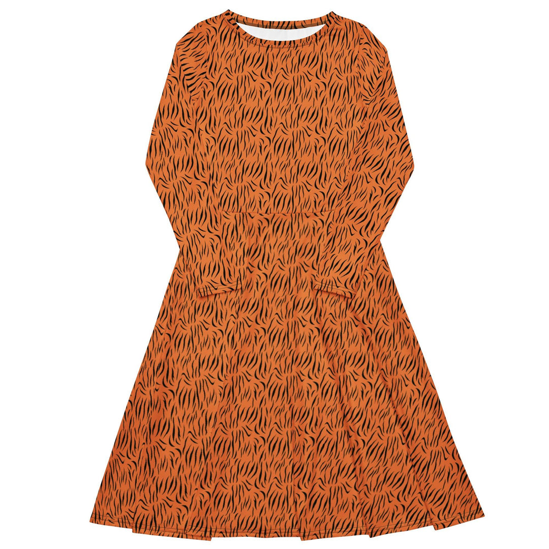 Brown Tiger Midi Dress - ARTFULANE