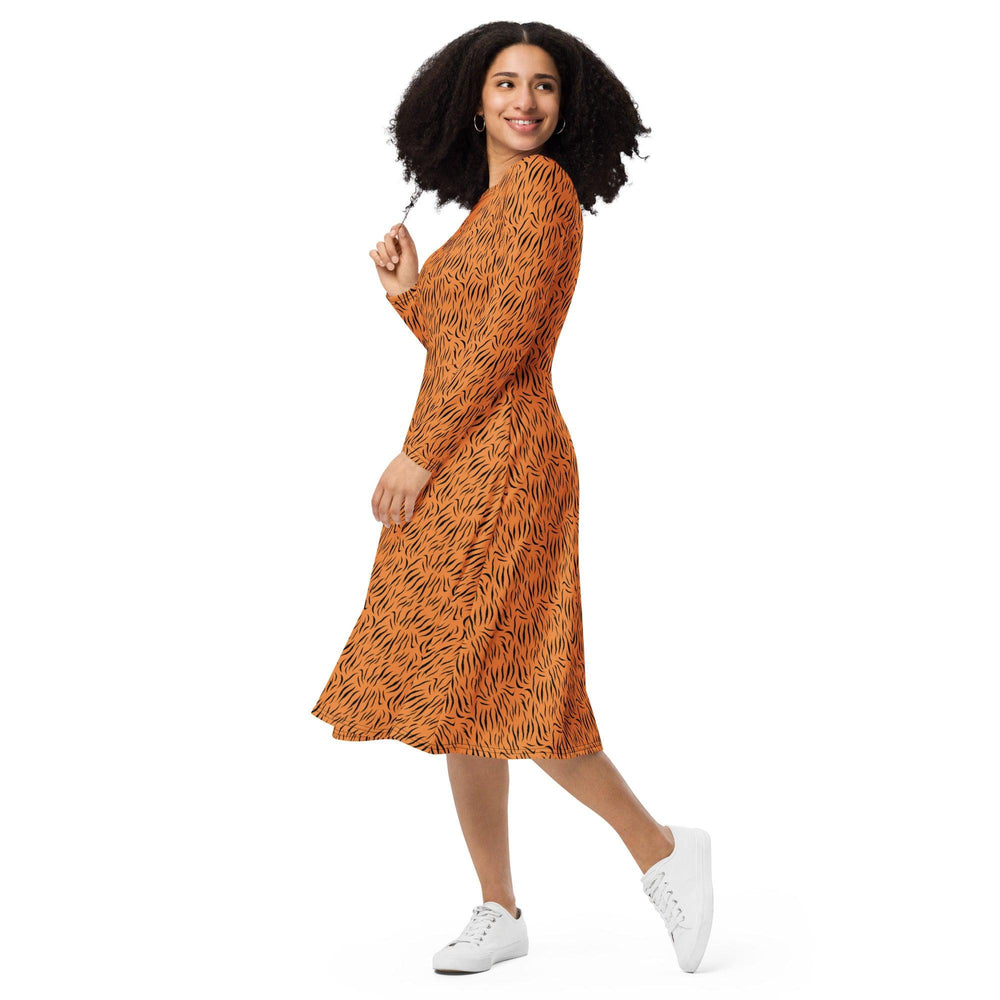 Brown Tiger Midi Dress - ARTFULANE
