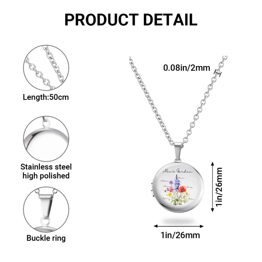 Custom-Birth-Month-Flower-Bouquet-Circle-Locket-Necklace-size-chart-artfulane