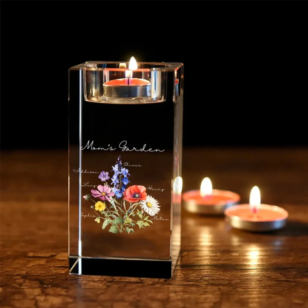 Custom-Birth-Month-Flower-Bouquet-Crystal-Candle-Holder-front-artfulane