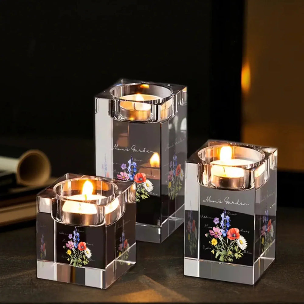 Custom-Birth-Month-Flower-Bouquet-Crystal-Candle-Holder-multiple-sizes-artfulane