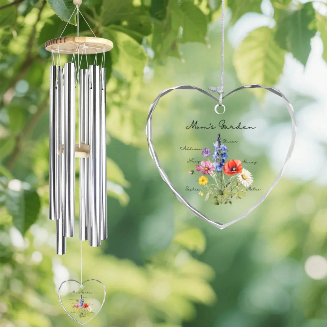 Custom-Birth-Month-Flower-Bouquet-heart-glass-ornamnent-wind-chime-artfulane