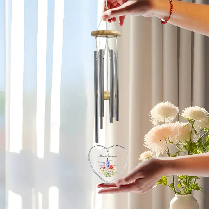 Custom-Birth-Month-Flower-Bouquet-heart-glass-ornamnent-wind-chime-usage-artfulane