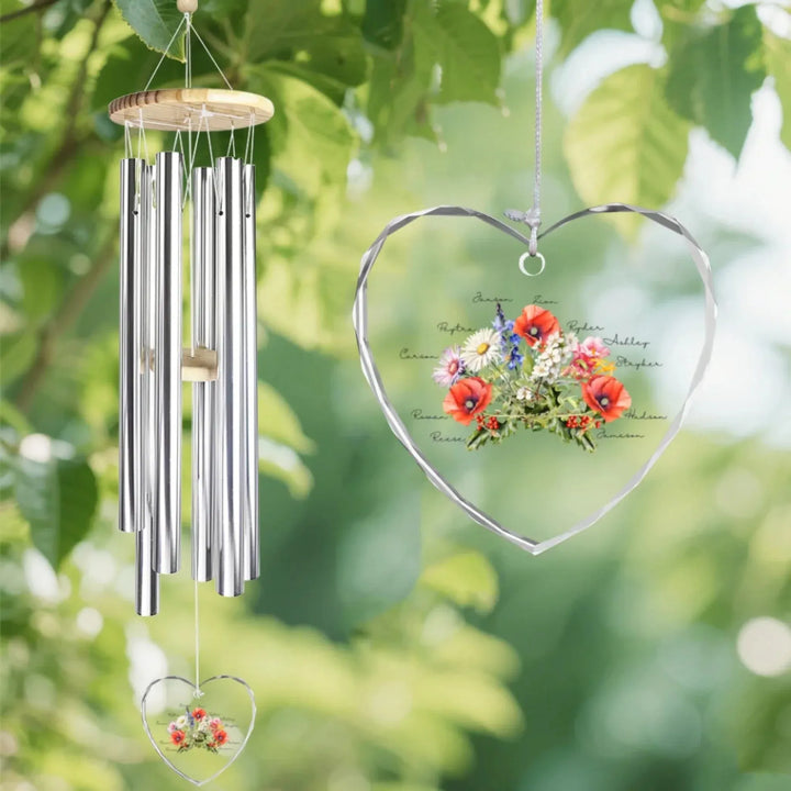 Custom-Birth-Month-Flower-Bouquet-heart-glass-ornamnent-wind-chime-artfulane