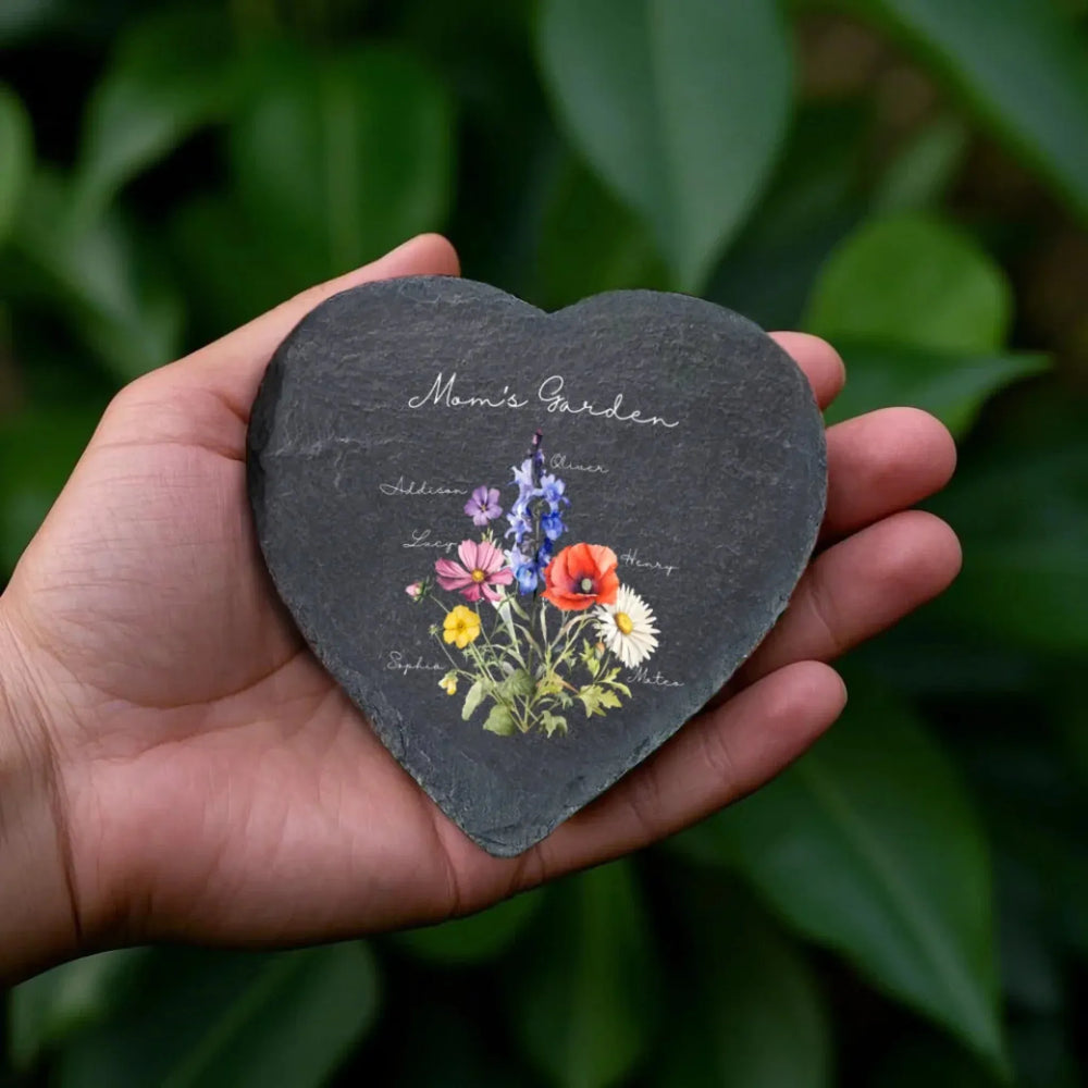Custom-Birth-Month-Flower-Bouquet-Heart-Memorial-Stones-with-Iron-Stand-artfulane