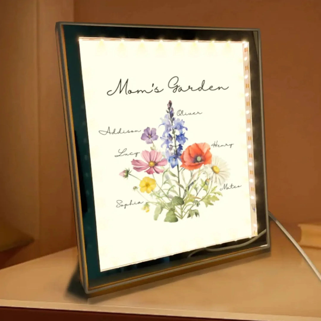 Custom-Birth-Month-Flower-Bouquet-LED-Mirror-Frame-Lamp-side-view-arfulane