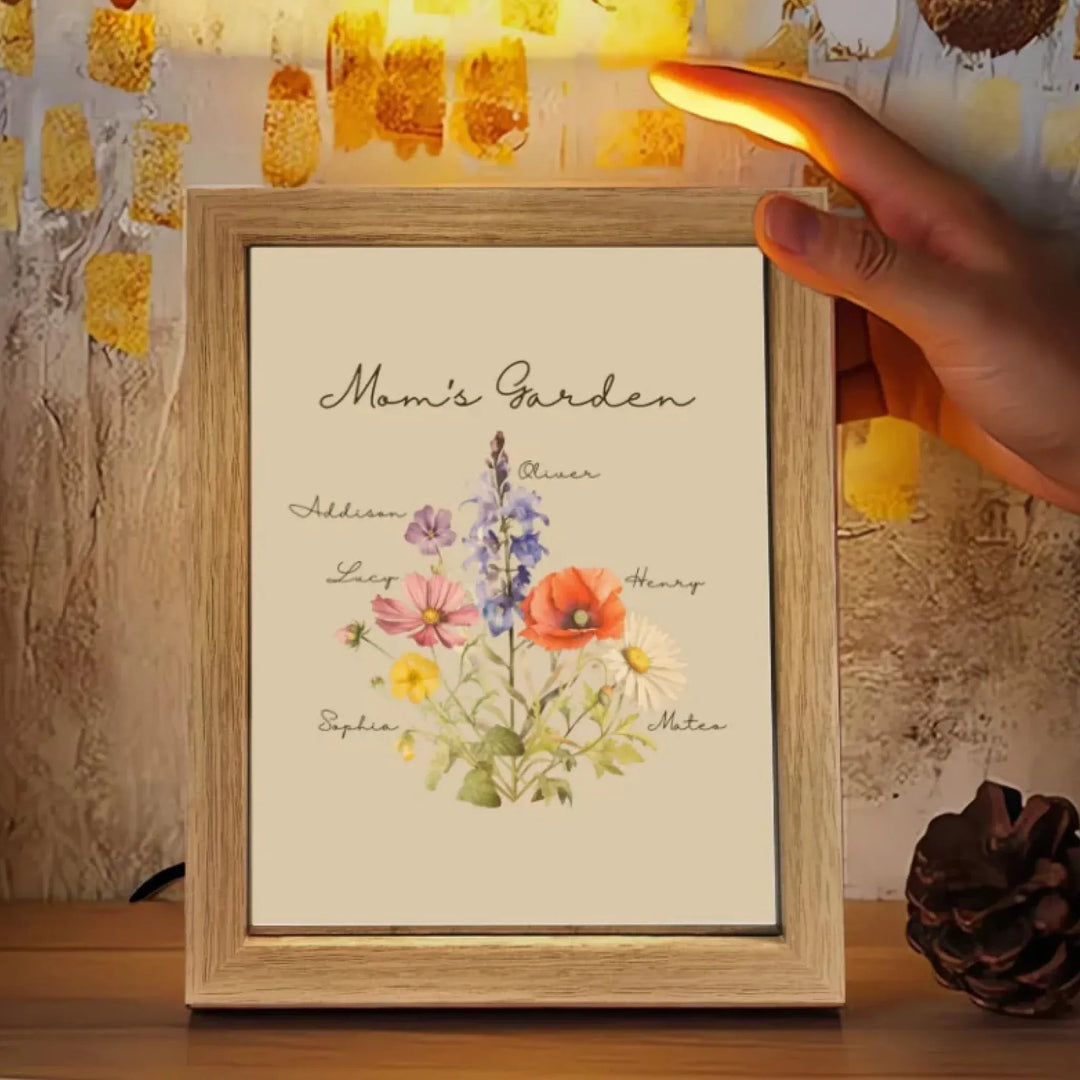 Custom-Birth-Month-Flower-Bouquet-Light-Painting-Mirror-Table-Lamp-in-use-artfulane