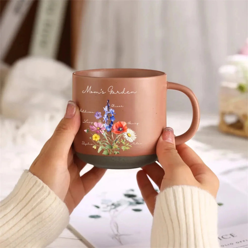 Custom-Birth-Month-Flower-Bouquet-Pottery-Mug-usage-artfulane