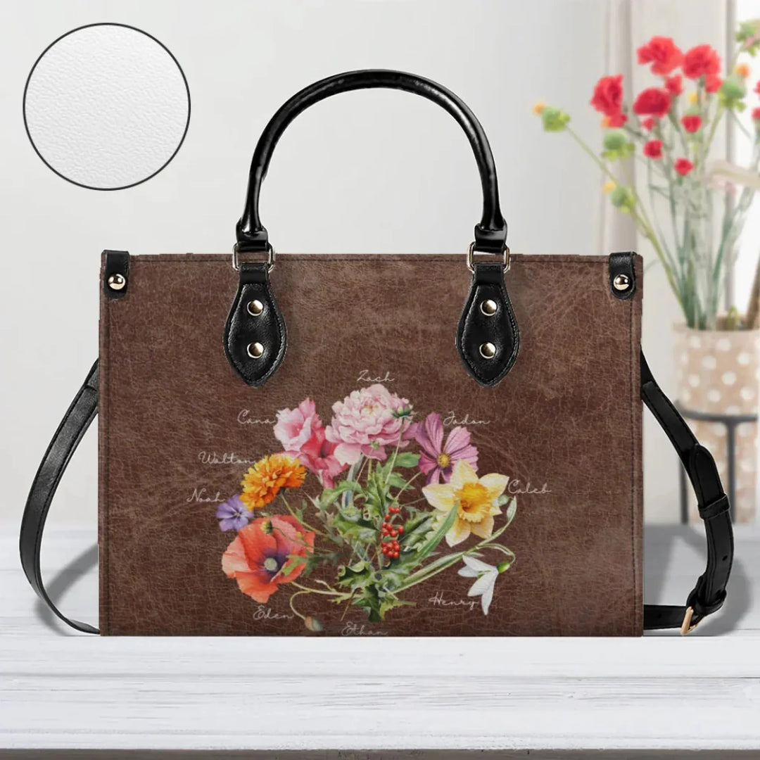 Custom-Birth-Month-Flower-Bouquet-top-grain-Leather-Handbag-artfulane