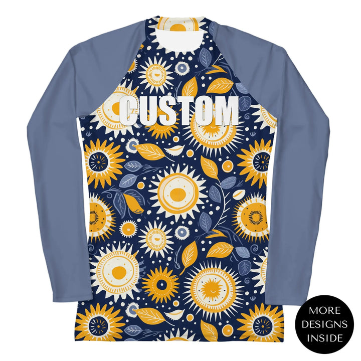 Custom Boho Chic Rash Guard - Sun and Moon Motifs