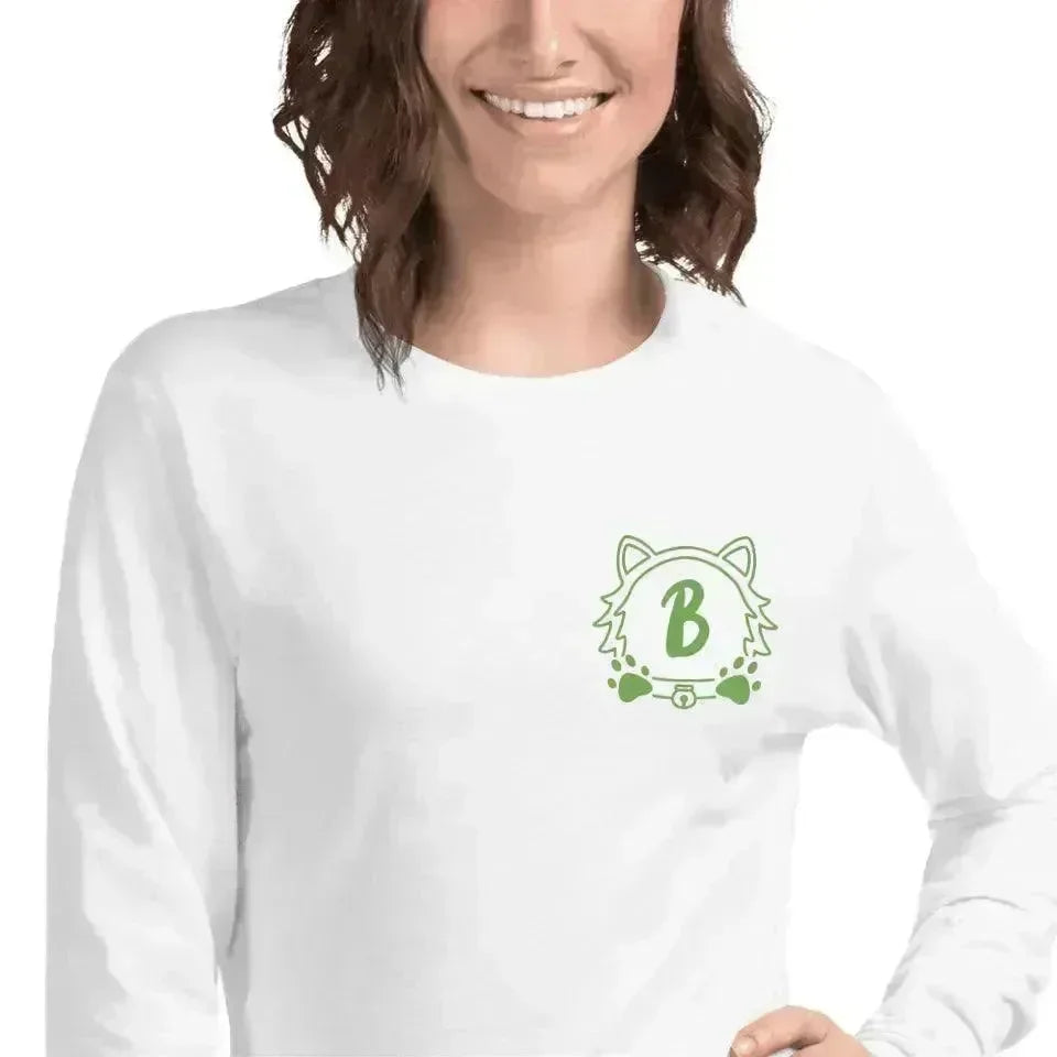 Custom Embroidered Cat Dog Monogram Long Sleeve T-Shirt - ARTFULANE