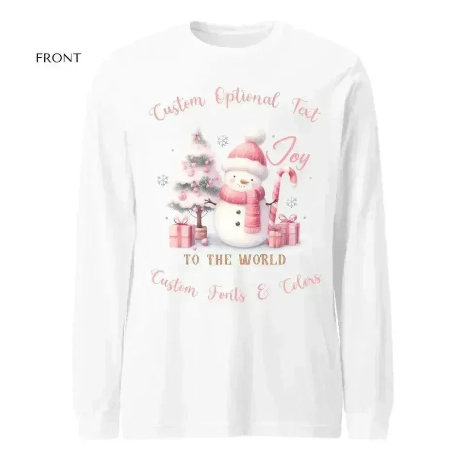 Custom Pink Christmas Long Sleeve T-Shirt - ARTFULANE