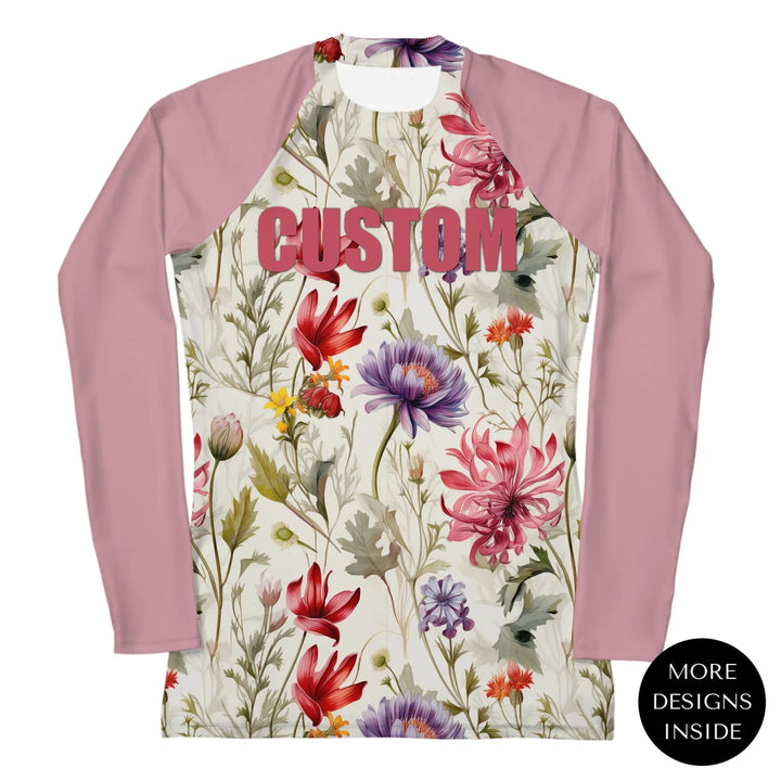 Custom Wildflowers & Botanicals Rash Guard - Watercolor Florals
