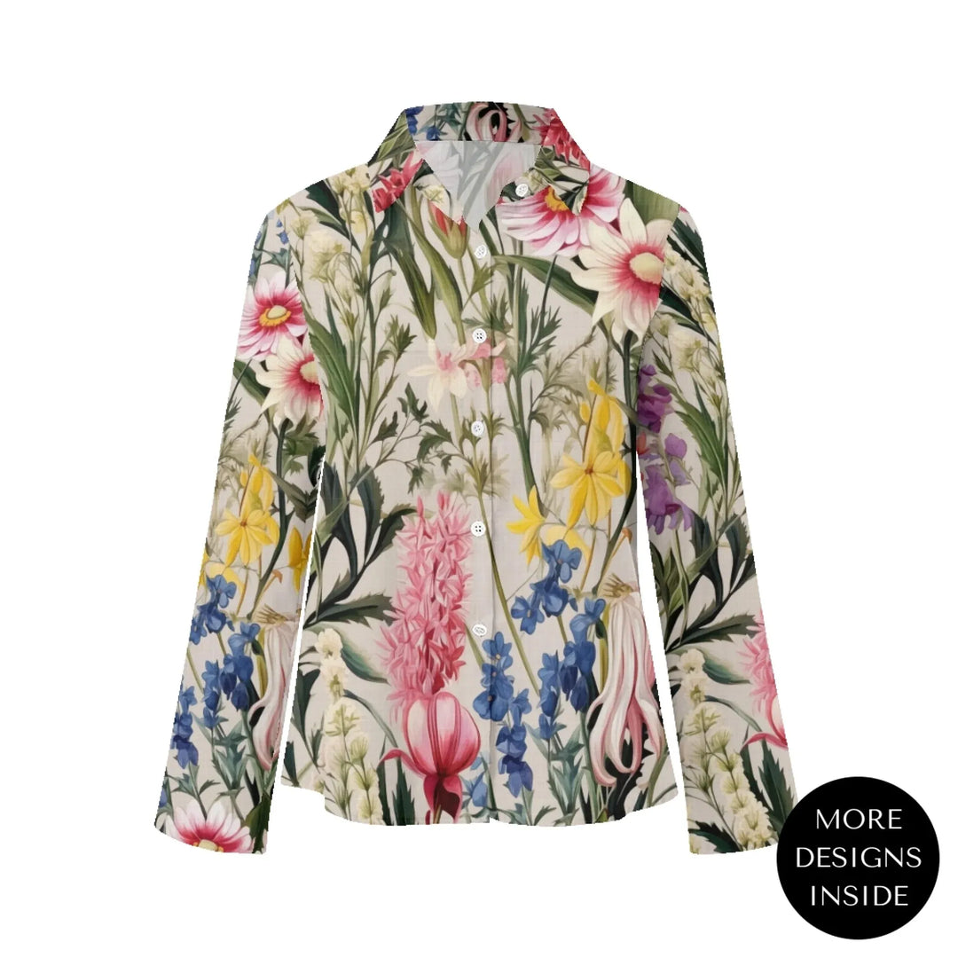 women's-linen-shirt-Boho-and-Natural-Wildflowers-and-Botanicals-Watercolor-Florals-artfulane