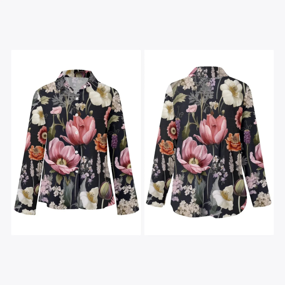 women's-linen-shirt-Boho-and-Natural-Wildflowers-and-Botanicals-Watercolor-Florals-artfulane