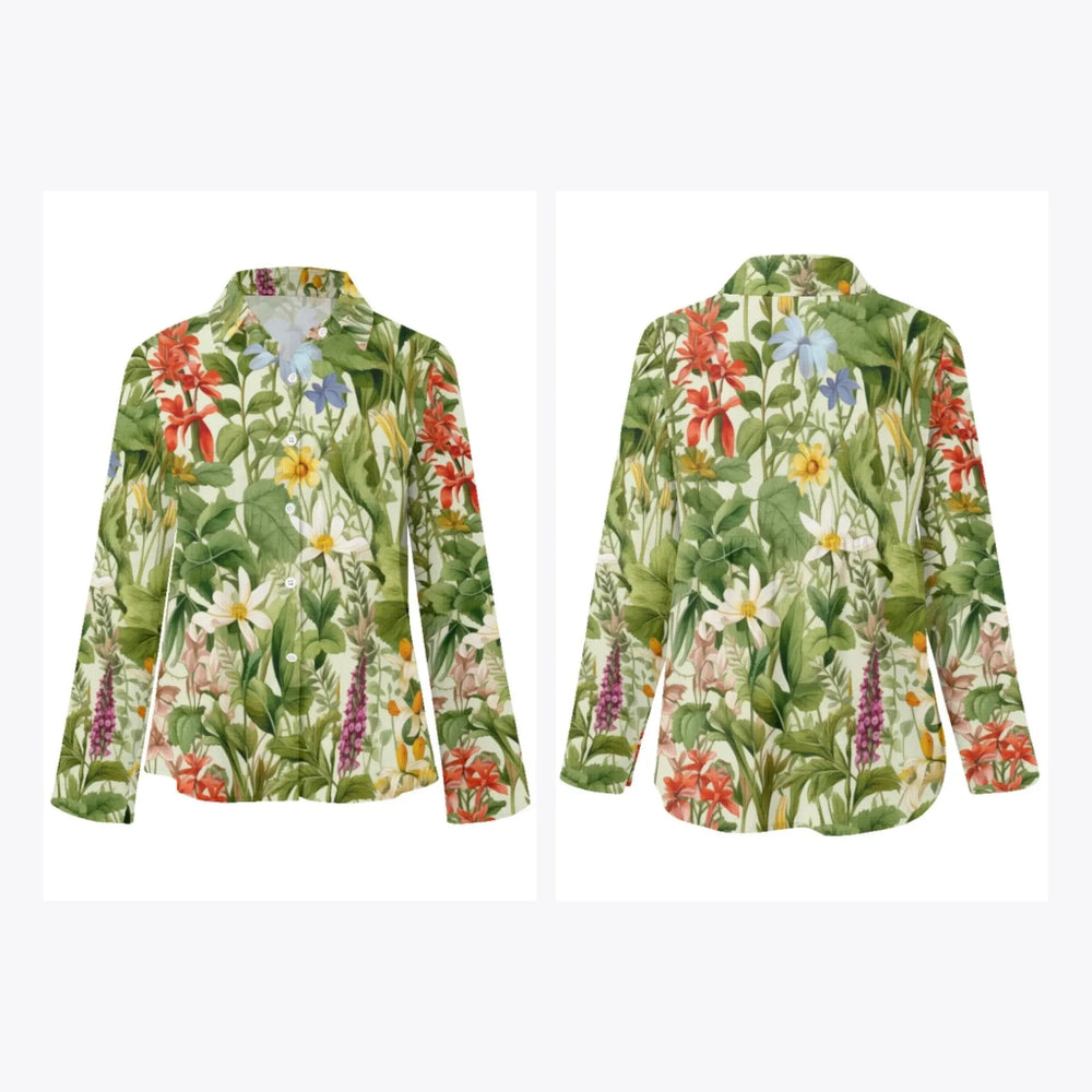 women's-linen-shirt-Boho-and-Natural-Wildflowers-and-Botanicals-Watercolor-Florals-artfulane