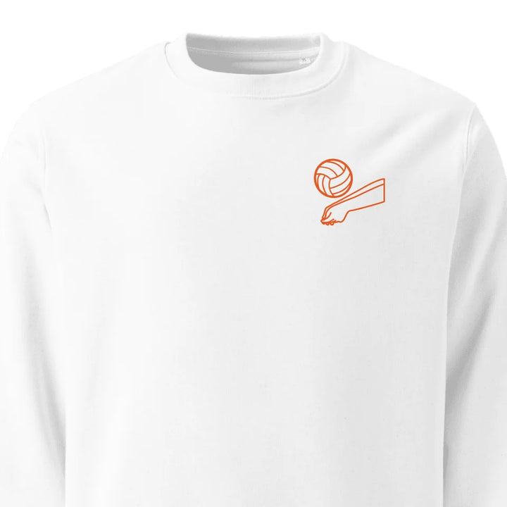 Sudadera con capucha y sudadera con arte lineal de voleibol bordado personalizado