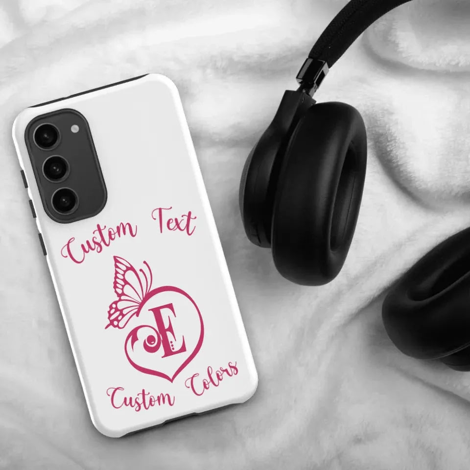 Custom Butterfly Love Initial Tough Phone Case - ART-PNC264