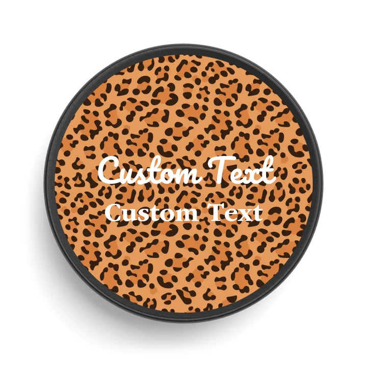 Custom animal print hockey puck featuring bold leopard, zebra, tiger patterns, and more — personalized sports gear for athletes and sport lovers by ARTFULANE.