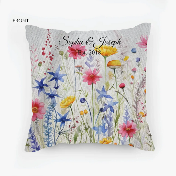 Custom Watercolor Wildflower Pillows