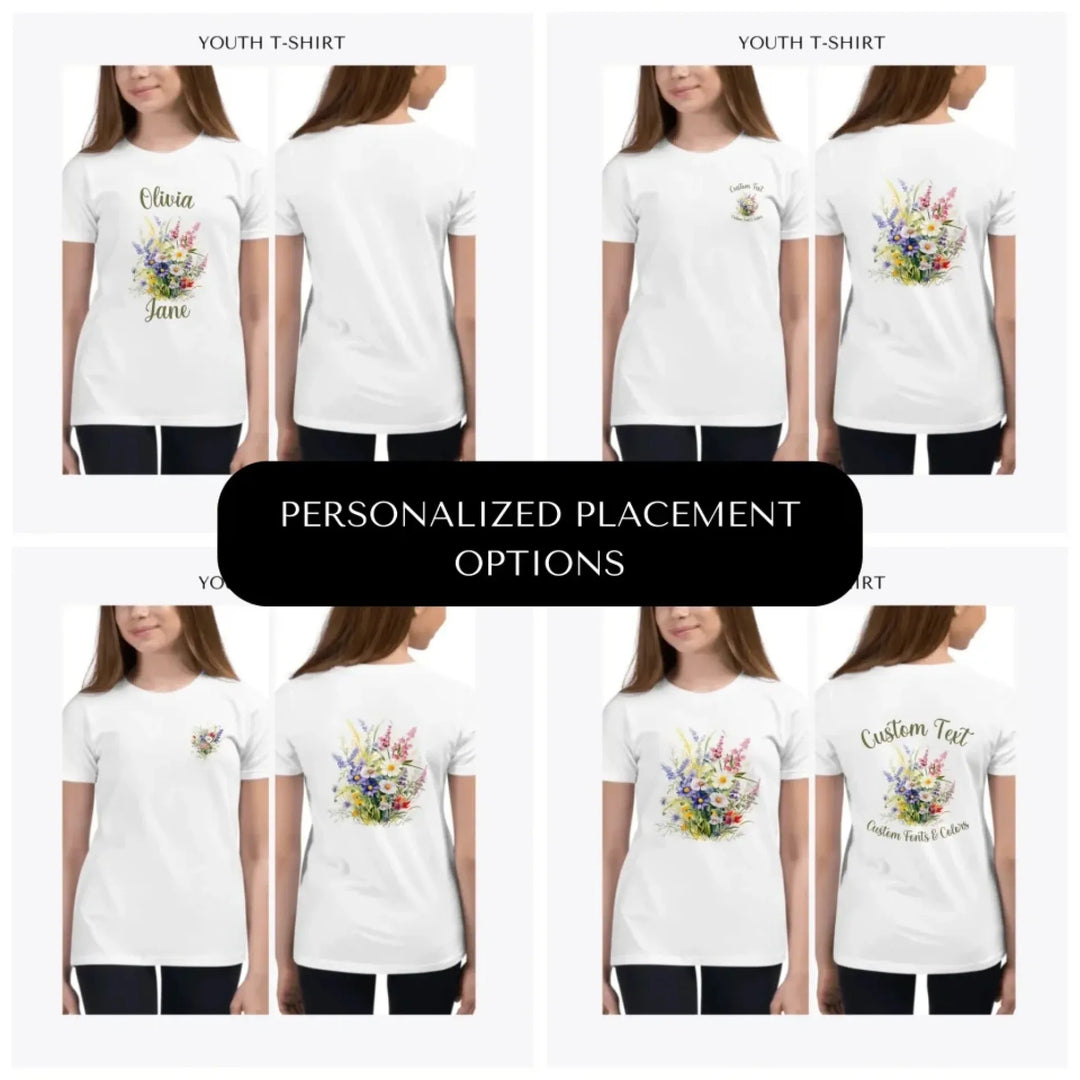 watercolor-wildflower-bouquet-custom-youth-t-shirt-design-placement-front-back-pocket-artfulane
