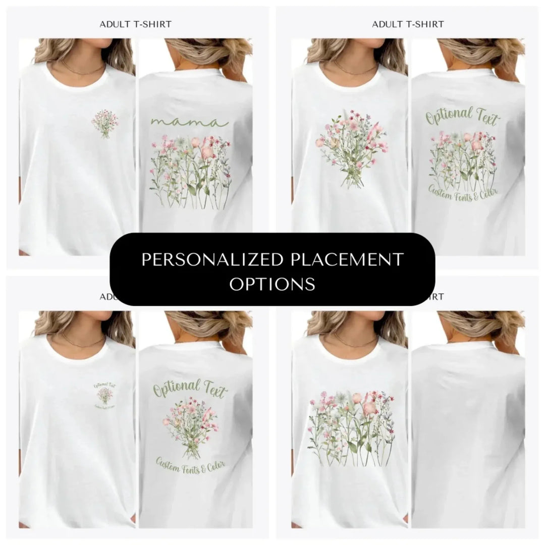 watercolor-wildflowers-custom-adult-t-shirt-with-design-placement-on-front-back-and-pocket-artfulane