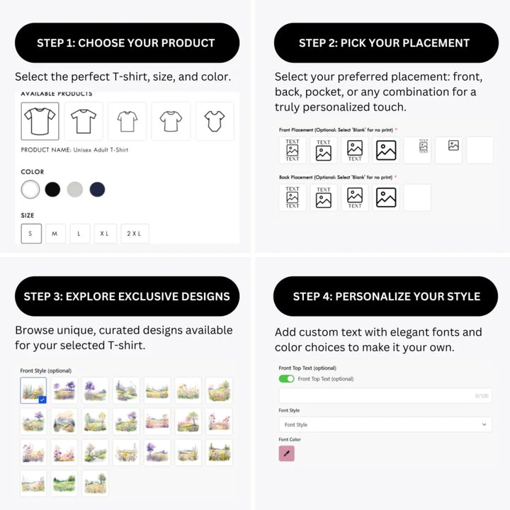 how-to-design-custom-Watercolor-Spring-t-shirt-personalization-options-artfulane