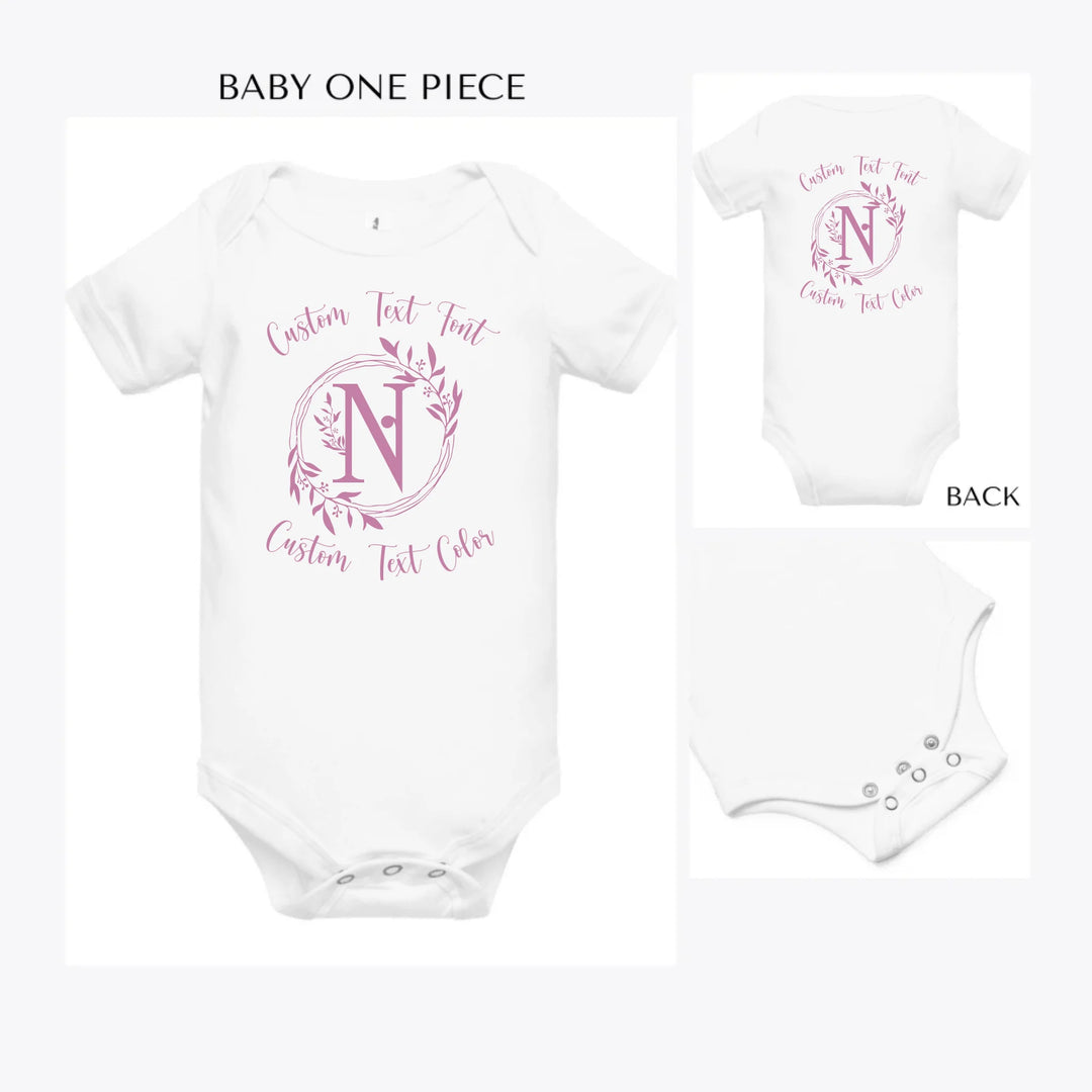 Floral-Initial-custom-baby-onesie-artfulane