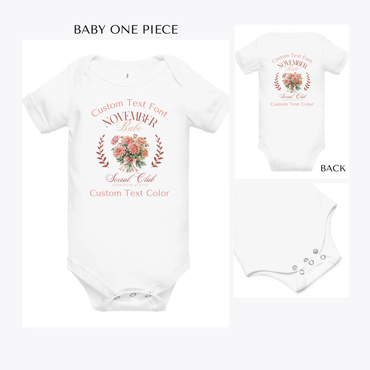 Birth-Month-Flower-Social-Club-custom-baby-onesie-artfulane