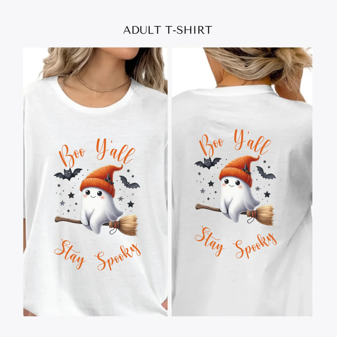 Cute-Retro-Halloween-Ghosts-personalized-women-unisex-adult-t-shirt-artfulane