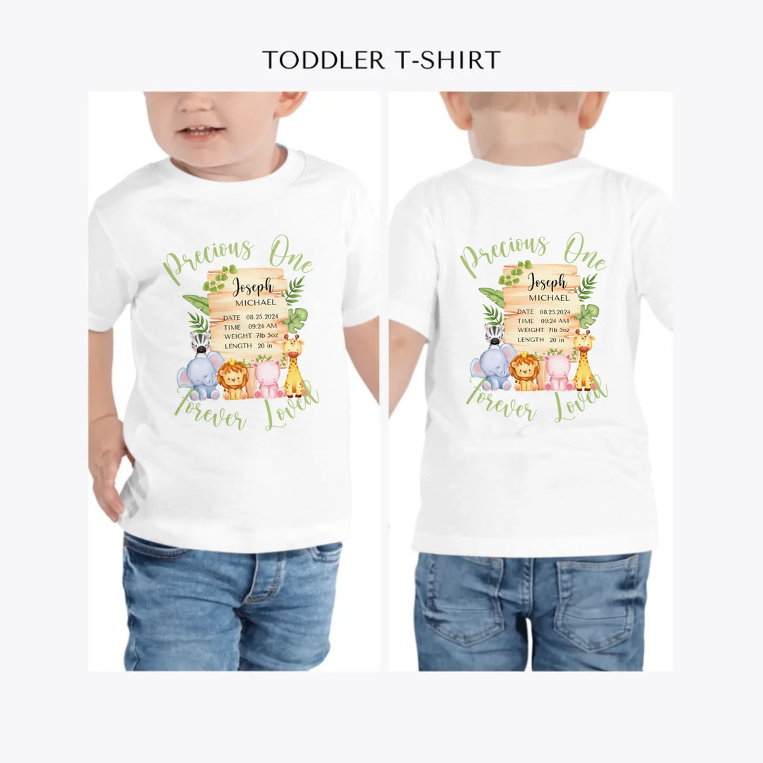 Cute-Safari-Animals-Baby-Announcement-personalized-toddler-t-shirt-artfulane