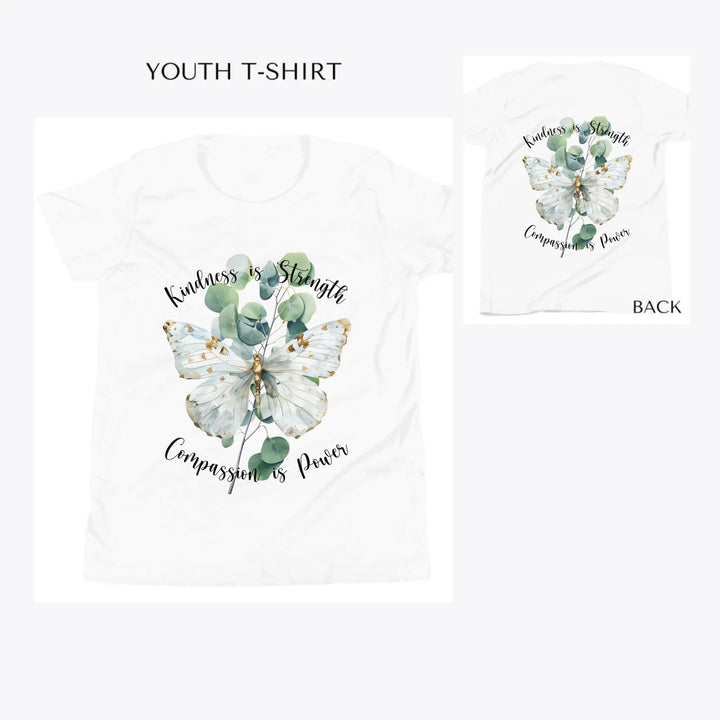 Watercolor-Butterflies-on-Botanicals-custom-youth-t-shirt-artfulane