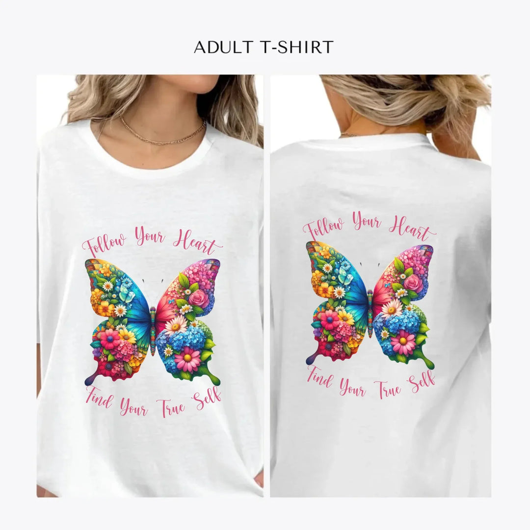 Beautiful-Floral-Butterflies-personalized-women-unisex-adult-t-shirt-artfulane