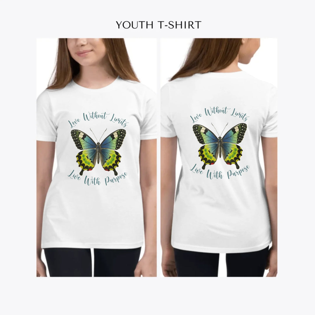 Vintage-Green-Butterflies-custom-youth-girl-t-shirt-artfulane