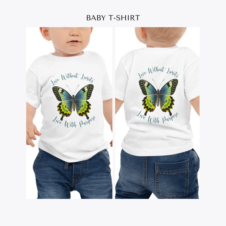 Vintage-Green-Butterflies-personalized-baby-t-shirt-artfulane