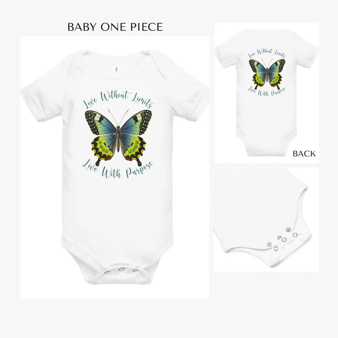 Vintage-Green-Butterflies-custom-baby-onesie-artfulane