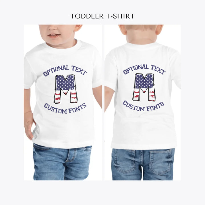 USA-Flag-Letter-Initial-personalized-toddler-t-shirt-artfulane