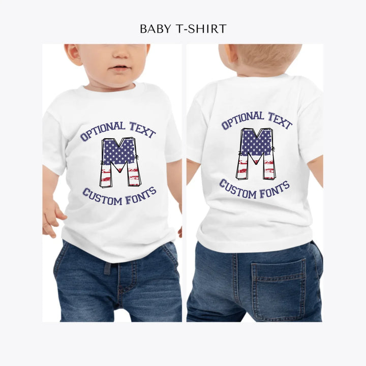 USA-Flag-Letter-Initial-personalized-baby-t-shirt-artfulane